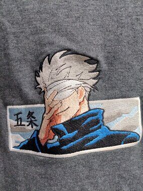 Gildan Men's M Japanese Anime Character Embroidered Gojo Sweatshirt